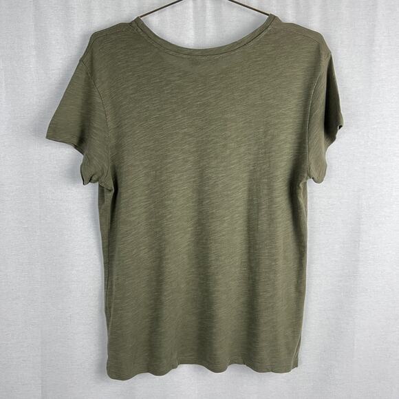 Amour Vert Top Olive Green Organic Cotton Tee Slub Knit Capsule Sustainable Fall - Picture 3 of 5